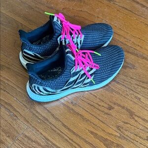 ADIDAS ZEBRA  Black&White and Pink Neon Green Women's Shoes size 8 like new